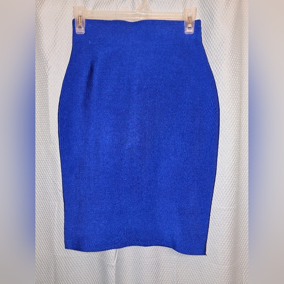 WOW Couture Colbalt Blue Bandage Pencil Skirt Size S - Picture 2 of 9